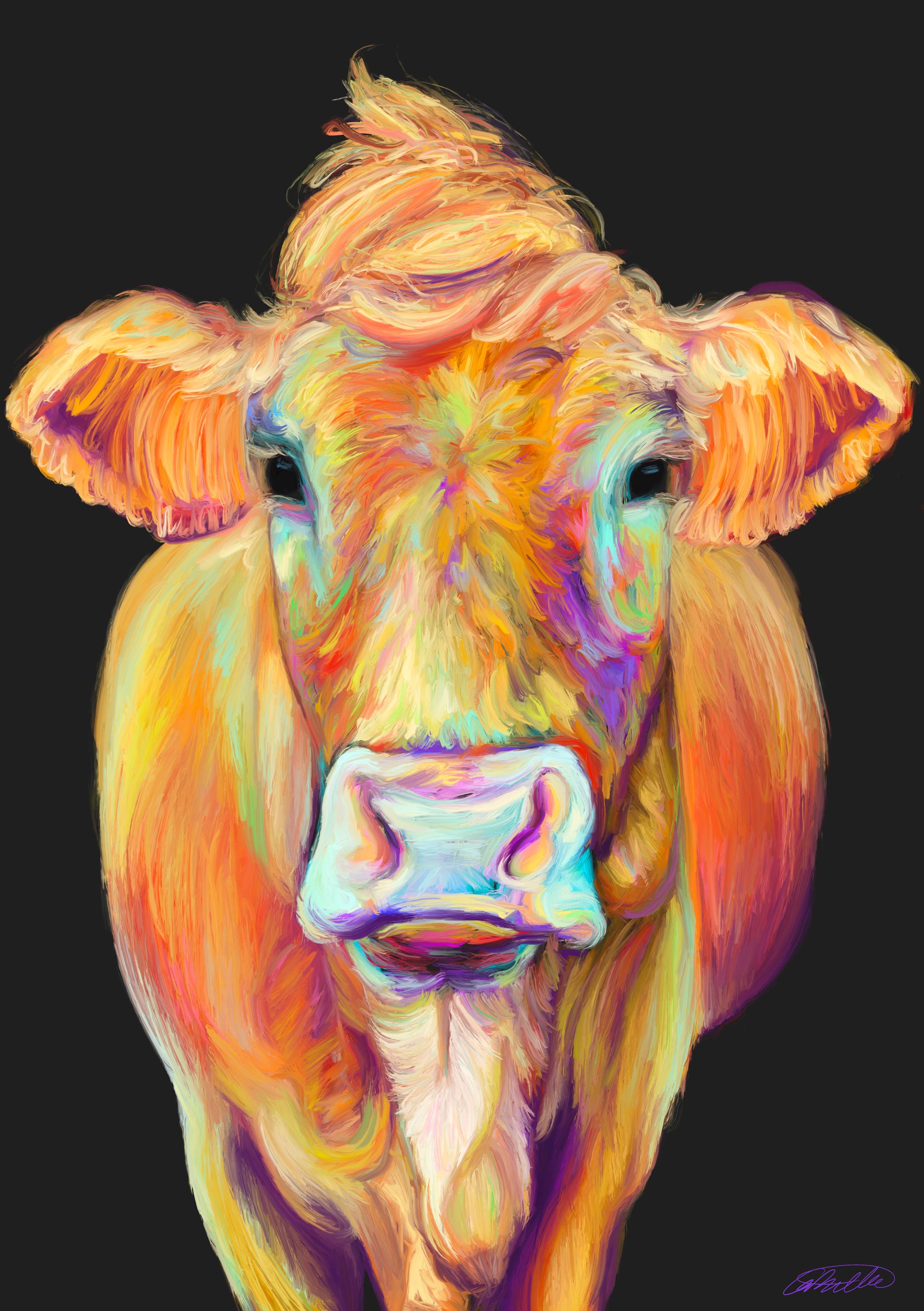 他の方発送×肉質画【牛】油彩画 牛の絵 - Etsy 日本