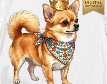 Chihuahua Puppy PNG, Cartoon Dog Sublimation Design, Kawaii Clipart (Digital Download)
