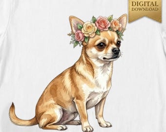 Cute Chihuahua Puppy PNG, Dog Digital Download, Cartoon Puppy Sublimation Design, Kawaii Pet Clipart, Instant Download