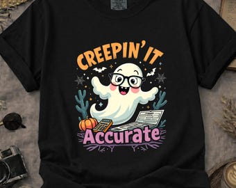 Ghost Accountant Halloween Comfort Colors Tee | Pumpkin Invoice Design