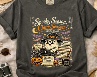 Comfort Colors Medical Biller Ghost Shirt, Spooky Claim Season Halloween Tee