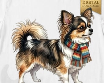 Chihuahua Puppy PNG, Cartoon Dog Sublimation Design, Kawaii Clipart (Digital Download)