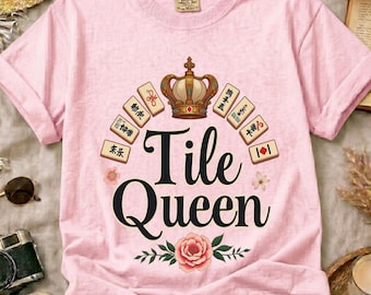 Comfort Colors Tile Queen Mahjong Shirt • Floral Crown Mahjong Tee