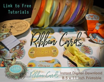 Playful Ribbon and Lace Cards - Ephemera - Instand Digital Download with Free Tutorial Links