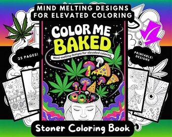 Funny Stoner Coloring Book for Adults Digital Download 420 Weed Gift Trippy Marijuana Art Cannabis Coloring Pages Printable Humor Book