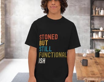 Retro Stoned Unisex Oversized Boxy Tee Vintage Style Weed Shirt Hippie Stoner Graphic Top Functional Relaxed Fit Cannabis Apparel