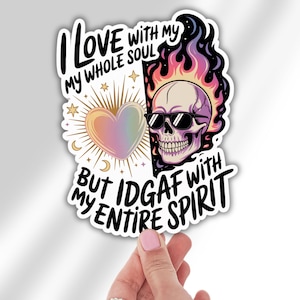 Sarcastic Skull Vinyl Decal IDGAF Funny Quote Sticker for Laptop Car Bumper Skateboard Water Bottle F It Attitude Graphic Gift