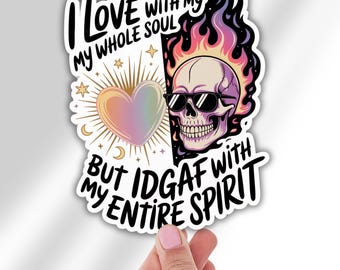 Sarcastic Skull Vinyl Decal IDGAF Funny Quote Sticker for Laptop Car Bumper Skateboard Water Bottle F It Attitude Graphic Gift