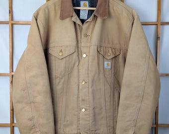Distressed Vintage 1990s Carhartt Blanket Lined Trucker Jacket