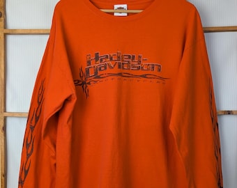 Camiseta de manga larga con llamas tribales Harley-Davidson vintage de 2005 (extragrande)