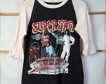 Maglietta vintage del tour dei concerti Superjam del 1982, bifacciale, taglia S/M
