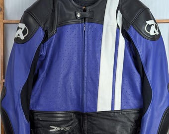 Chaqueta de cuero acolchada estilo años 90 de Joe Rocket para motociclismo de carreras - Talla grande (46)