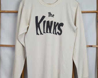 Camiseta térmica de manga larga de algodón estilo vintage de los 80 y 90 de The Kinks - Talla mediana alta
