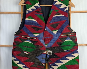 vintage des années 80 ? Débardeur à motif natif des années 90 fabriqué aux États-Unis - Grand