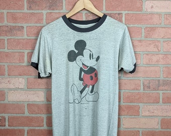Vintage 70s Disney Mickey Mouse ORIGINAL Ringer Tee - Large / Extra Large
