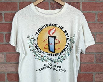 vintage 1982 Amnesty International Conspiricy of Hope ORIGINAL Concert Tee - Medium / Large