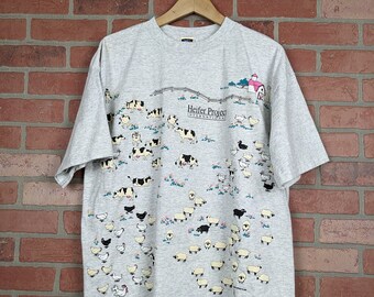 Vintage 90s Double Sided Heifer Project ORIGINAL Puff Print Tee - Extra Large