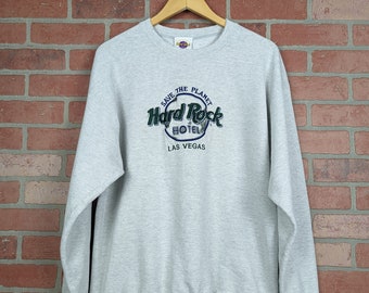 Vintage 90s Embroidered Hard Rock Las Vegas ORIGINAL Crewneck Sweatshirt - Large / Extra Large