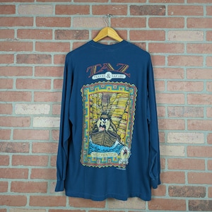 Vintage 90s Double Sided Tazmanian Devil Safari Wildwater ORIGINAL Cartoon Longsleeve Tee - Large