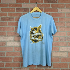 Vintage 80s &quot;Right to Keep and Bear Arms&quot; ORIGINAL Iron On Graphic Tee - Extra Large