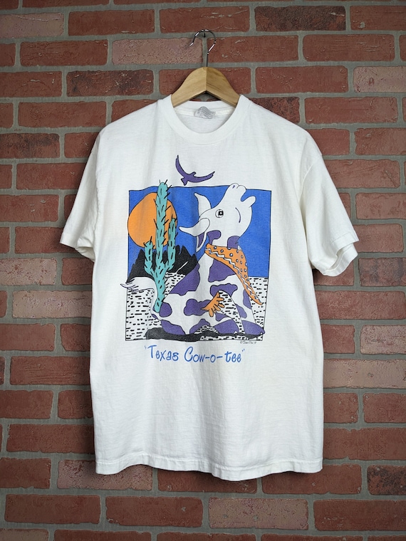 Vintage 90s Texas Cow-o-tee ORIGINAL Cow Art Tee - Large - Etsy