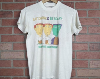 Vintage 80s Eat Drink and Be Scary Benningans Denver ORIGINAL Pub Tee - Medium (fits Small)