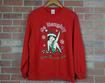 Vintage 90s Betty Boop Naughty or Nice ORIGINAL Crewneck Sweatshirt - Large