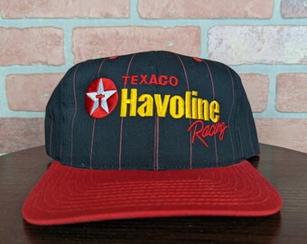 Vintage 90er Jahre Nadelstreifen Texaco Havoline Racing ORIGINAL Snapback Mütze