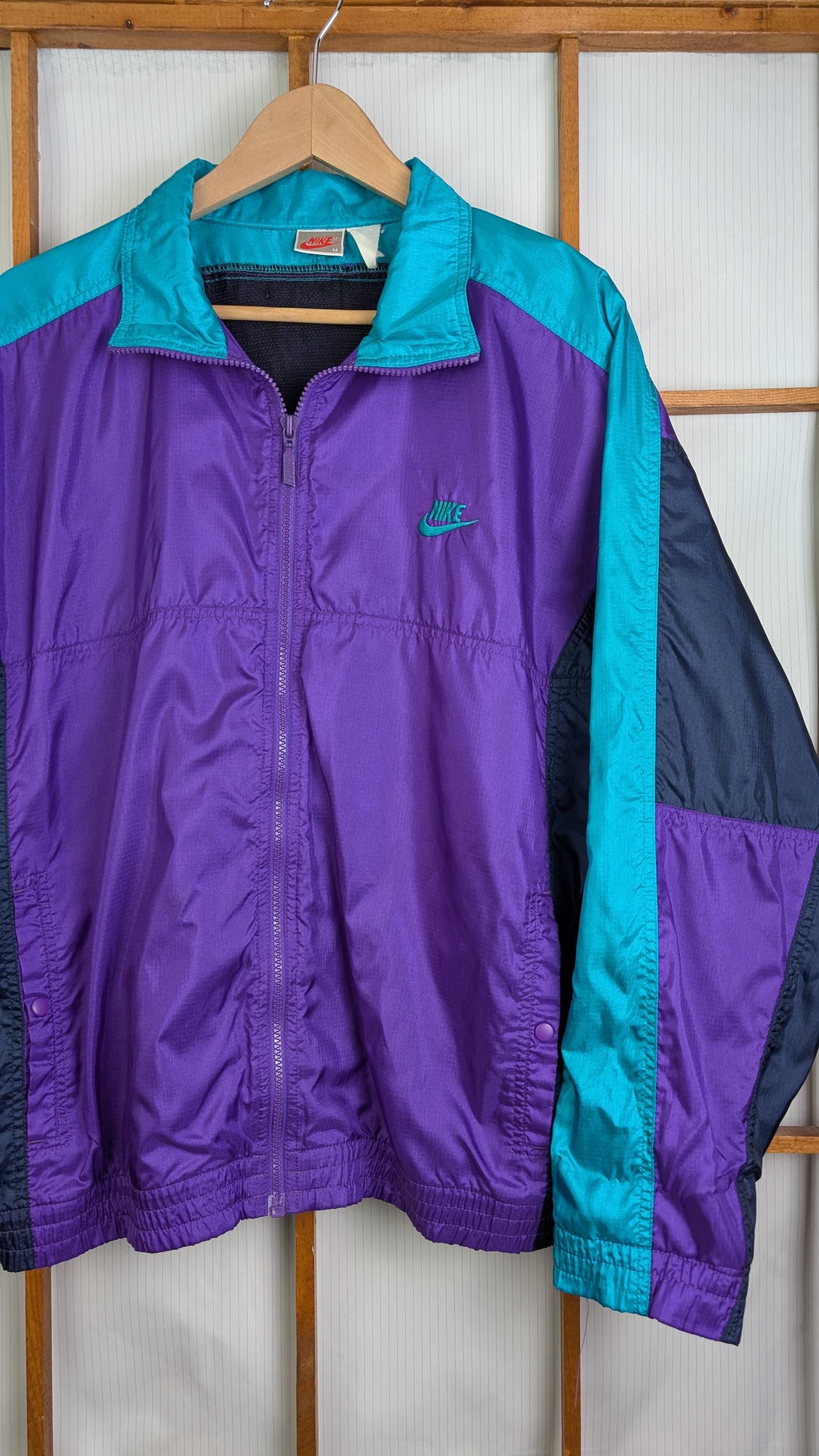 Vintage 90s Nike Aqua Berry Zip up Windbreaker - Medium - Etsy