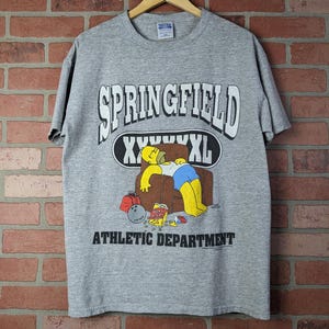 Vintage 1996 The Simpsons Springfield Athletic Department ORIGINEEL cartoon promo T-shirt - groot