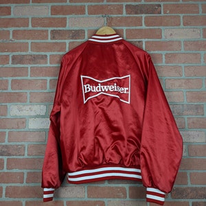 Vintage 80s 90s Budweiser ORIGINAL Beer Logo Satin Jacket