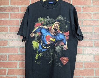 Vintage 00s Y2k DC Comics Comic Book Superman ORIGINAL Superhero Tee - Large / Extra  Large