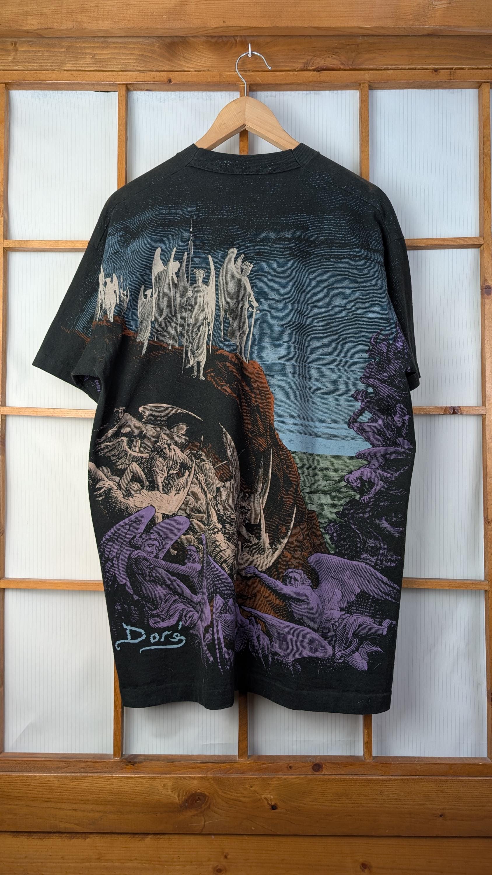 Vintage 90s Liquid Blue Gustave Dore All Over Print Tee - Extra