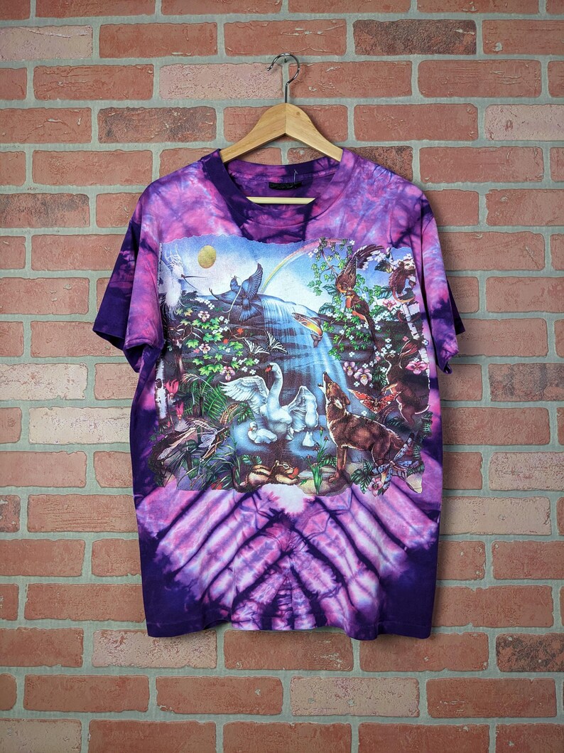 Vintage 90s Double Sided Lisa Chapman Graphics ORIGINAL Tie Dye Nature