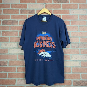 Vintage 1998 NFL Denver Broncos Football Unfinished Business ORIGINAL Sports Tee - Extra Large