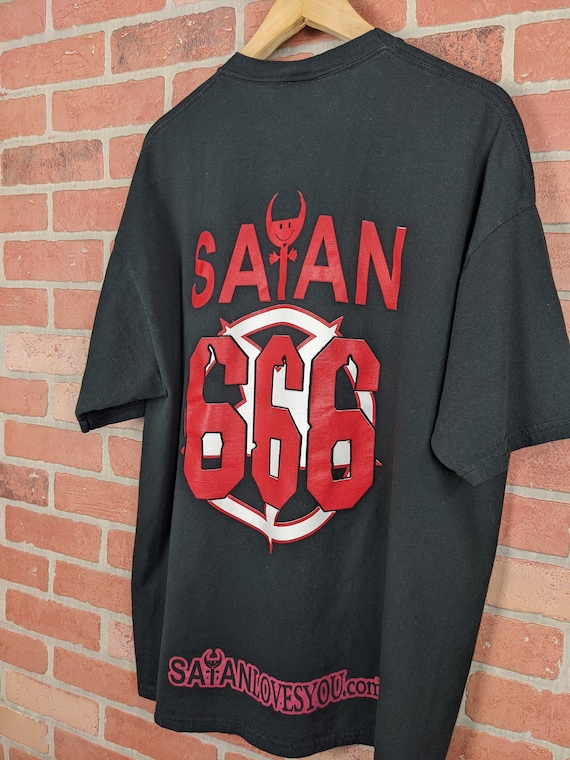 Vintage 90s / Y2k Double Sided SatanLovesYou666 W… - image 5