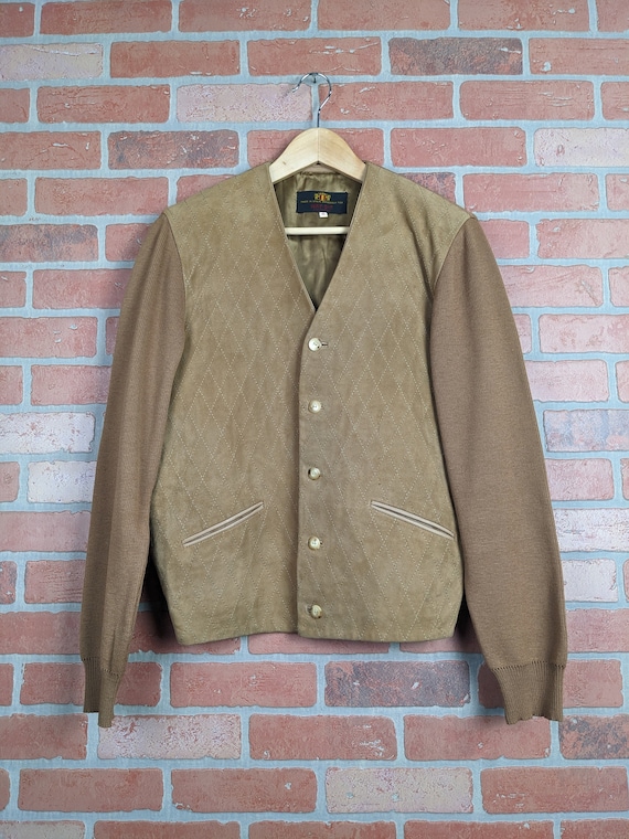 Vintage 70s May D&F ORIGINAL Quilted Suede Wool C… - image 1