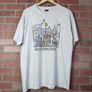Vintage 90s Chicago Architecture ORIGINAL Tourist Tee - Extra Large