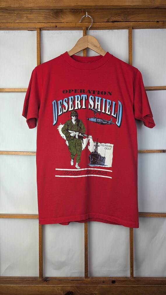 Vintage 80s Operations Desert Shield Saudi Arabia Tee - Medium