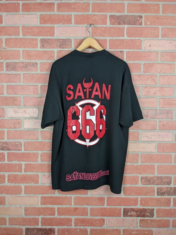 Vintage 90s / Y2k Double Sided SatanLovesYou666 W… - image 4