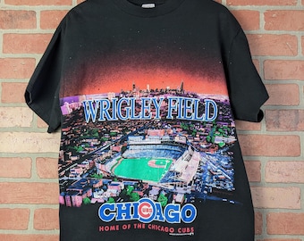Vintage 90s MLB Chicago Cubs Wrigley Field ORIGINAL All Over Print Sports Tee - Large