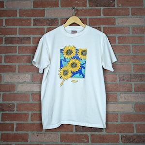 Vintage 90s Sunflower Art ORIGINAL Artwork Tee - Medium