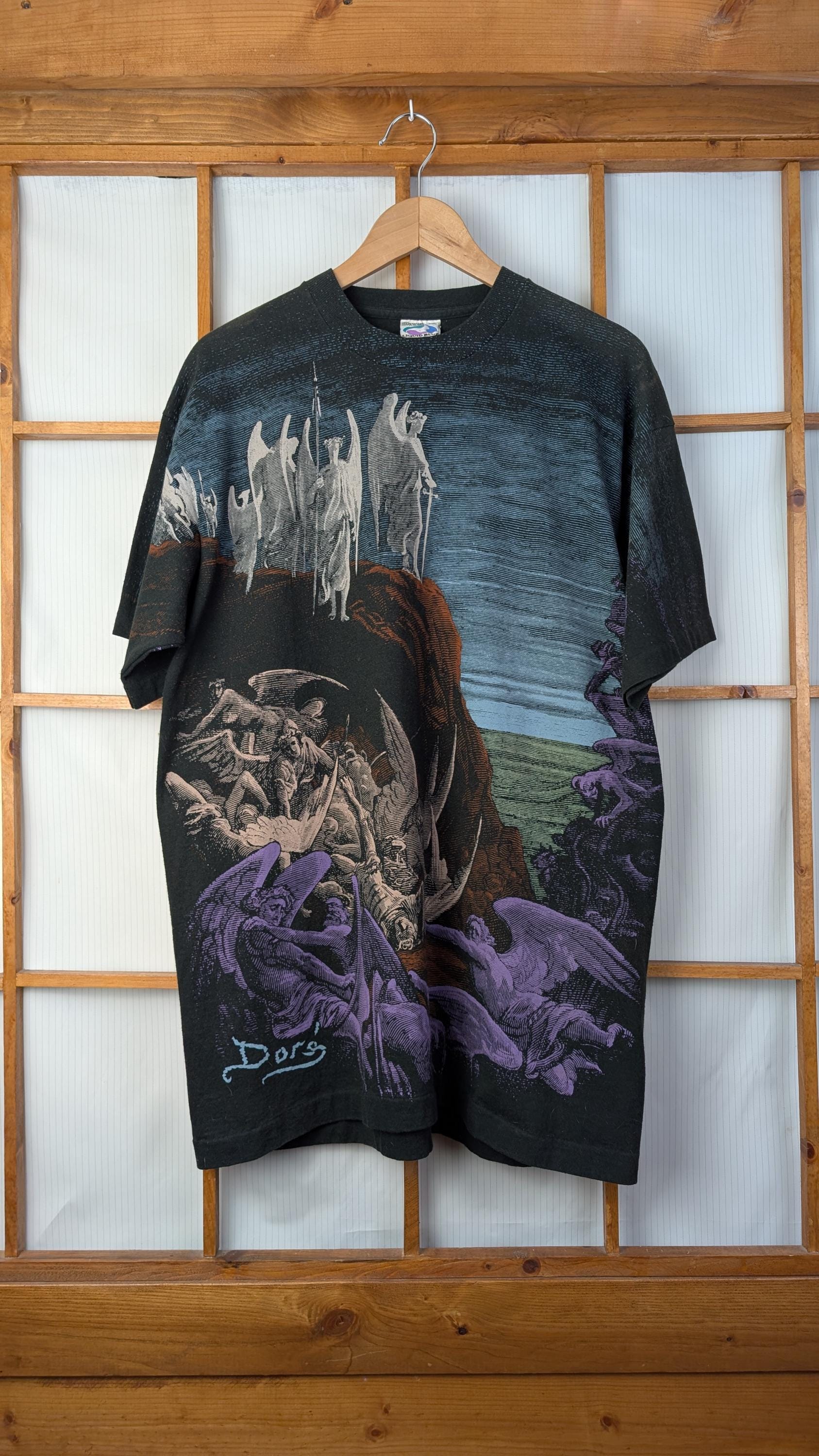 Vintage 90s Liquid Blue Gustave Dore All Over Print Tee - Extra