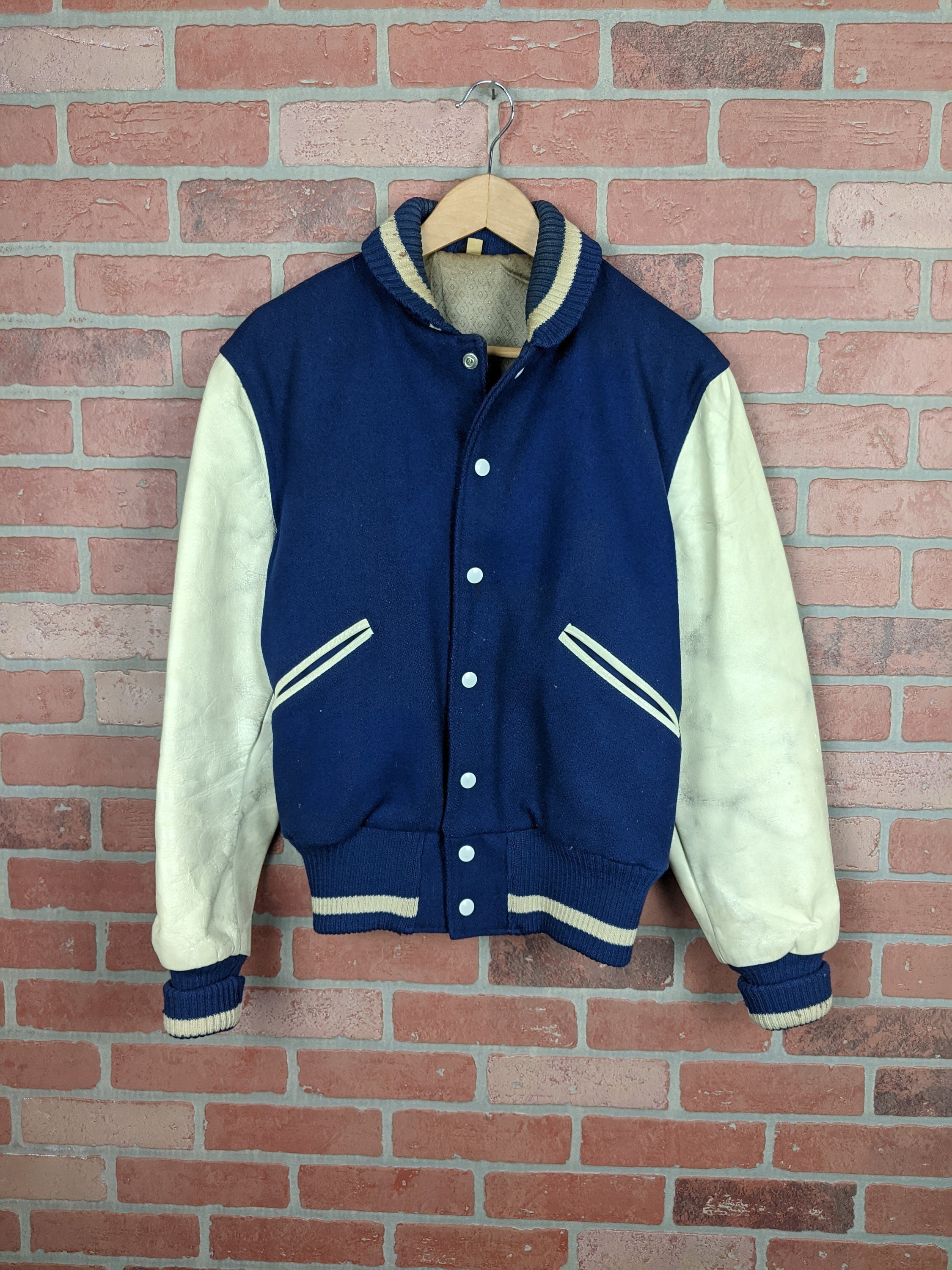 50s60s Leather & Wool Stadium jacket-