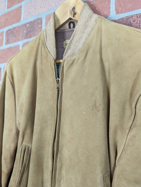 Vintage 50s 60s Sportclad Suede Leather ORIGINAL Zip Down Bomber 