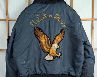 Vtg 50s 60s US Air Force Fur Collar Fleece Lined Military Shooting