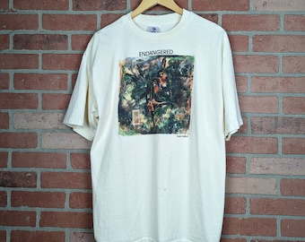 Vintage 90s Endangered Artwork ORIGINAL Nature Tee - Extra Large