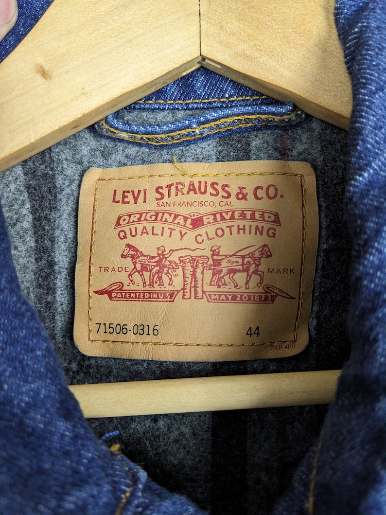 Vintage 90s DSWT Certificate Made in USA Levi's ORIGINAL Blanket Lined Trucker Jacket 71506-0316 44 Long image 5