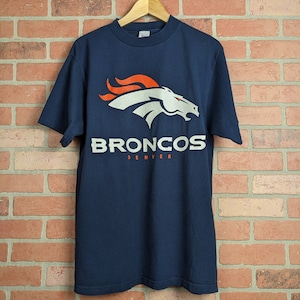 Vintage 90s NFL Denver Broncos Logotipo de fútbol ORIGINAL Camiseta deportiva - Grande