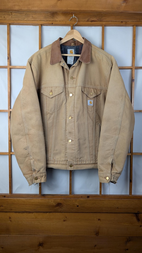 Vintage 90s Carhartt J148BRN Canvas Trucker Jacket - Large Tall